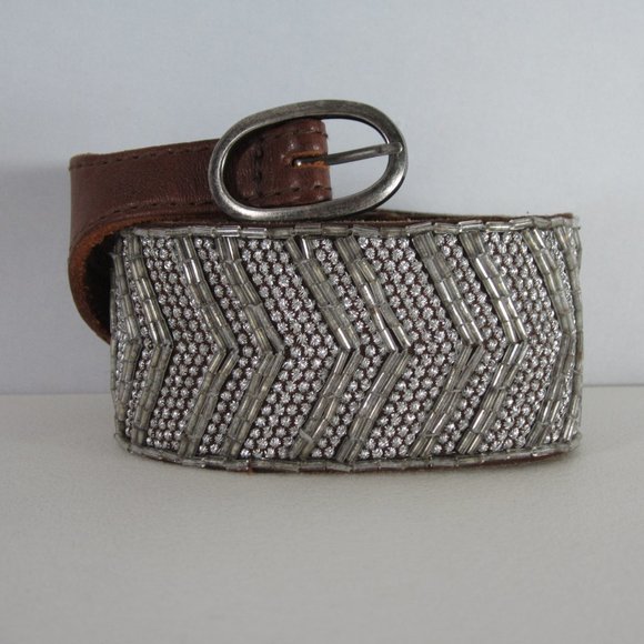 Abercrombie & Fitch Womens X-Small / Small Brown Beaded Bohemian Belt - Picture 2 of 10